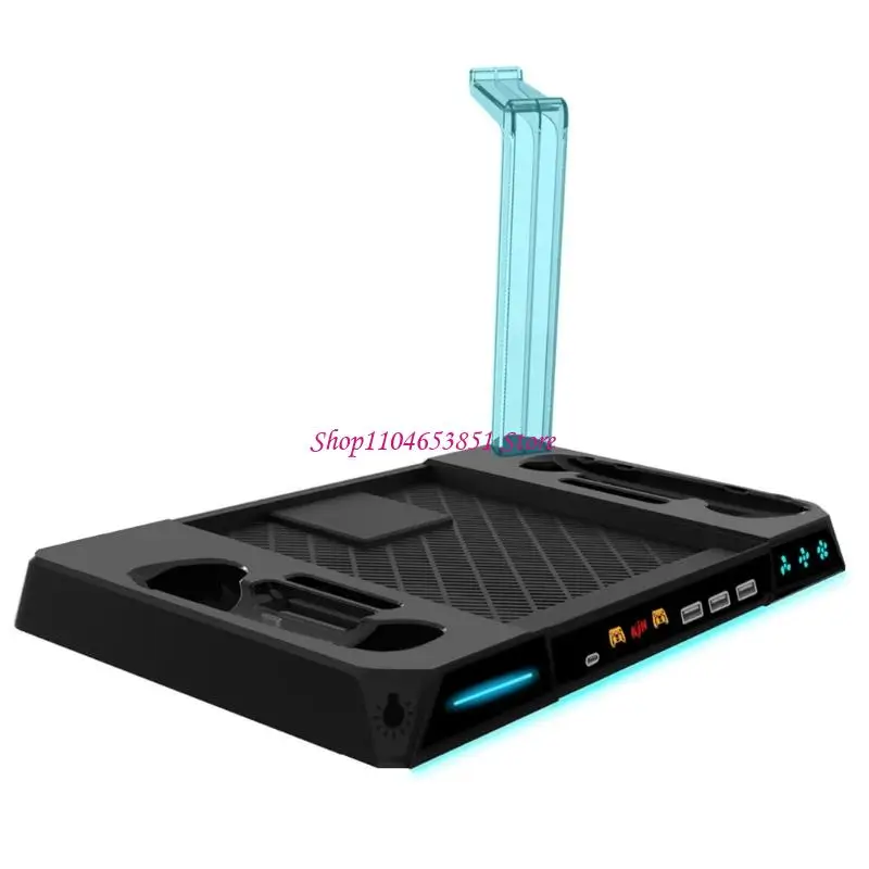 Multicolor Gaming System Dock with Two-Controller Charging for Steam Machine, Integrated Headphone Rack, Dedicated Device Bay,