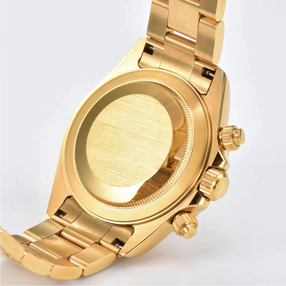 Orologio da polso da uomo personalizzato in oro da 39 mm VK63 movimento cronografo vetro zaffiro orologio da uomo d'affari di lusso