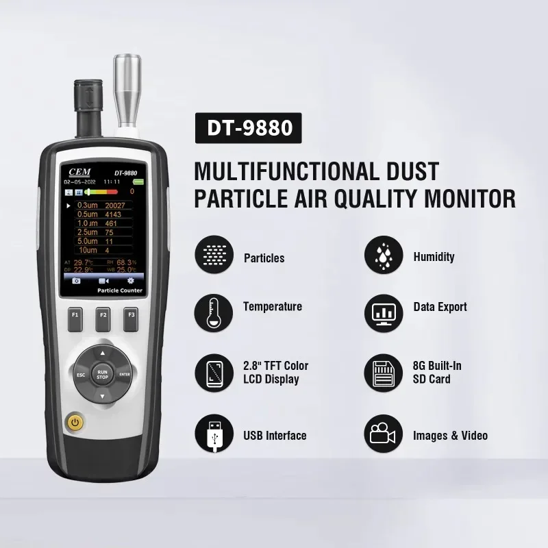 6 Channels Dust Infrared Air Particle Counter PM0.3/PM0.5/PM2.5/PM5/PM10 μm for Cleanroom Hospital Factory DT-9880