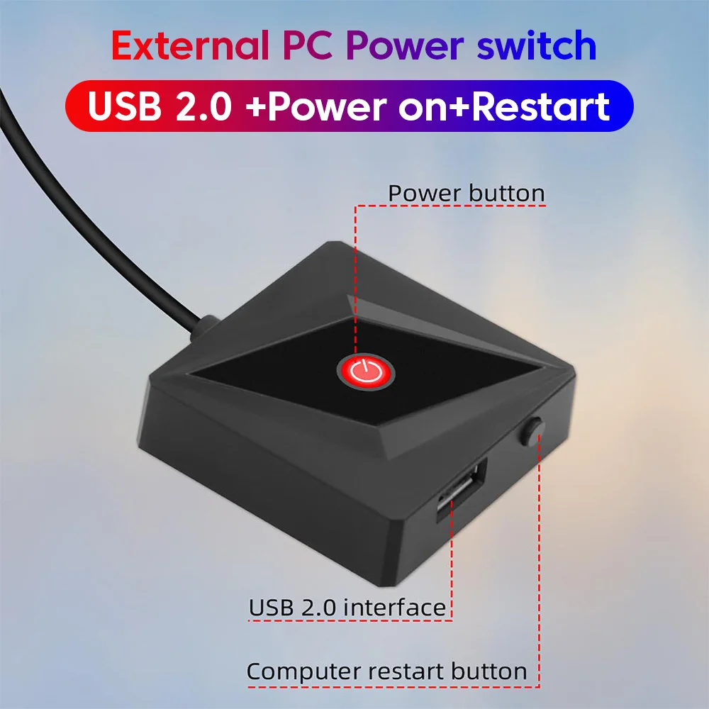 Desktop Computer Power Switch PC Motherboard External Start Power On/Off Restart Button Extension Cable 1.7M for Home Office