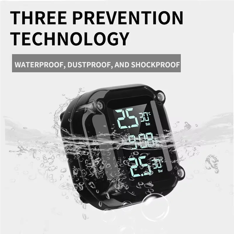 

AU04 -External Sensors Wireless Digital Display M5 Motorcycle Tire Pressure Monitor System Real-Time Pressure Alerts