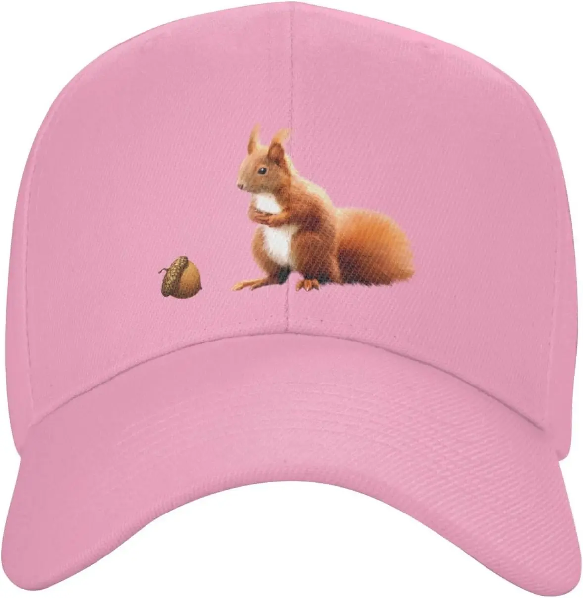 

Розовая бейсболка с милой белкой и желудью, повседневная регулируемая шляпа из полиэстера для взрослых