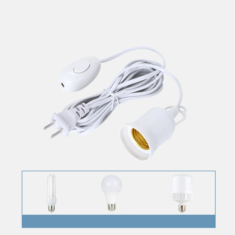 2M/4M uchwyt podstawy lampy przewód zasilający, kabel E27 US do zawieszenia lampa LED adaptery do kabli z przełącznikiem