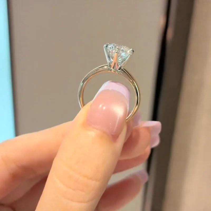 منتج حقيقي فيديو مختبر تزايد خاتم الماس جولة D اللون 1 2 3Ct الصلبة 14K خاتم الذهب الأصفر خاتم الزواج مصنع صنع