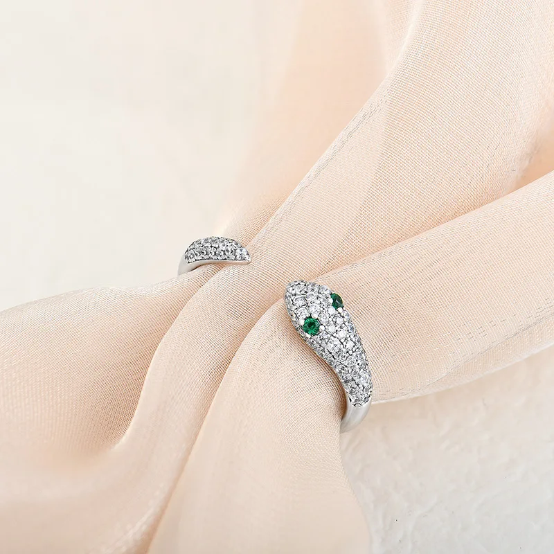 

Dawn's Jewel 925 Sterling Silver Ring For Women Open Snake Zircon Jewelry anillos