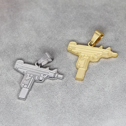 2PCS Punk Pistol Charms For Jewelry Making High Quality Necklace Keychain Stainless Steel Pendant DIY Craft Handmade Accessories