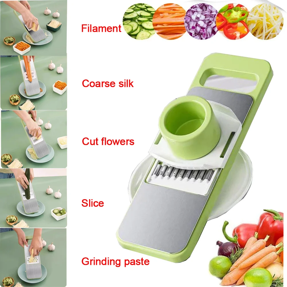 New Multifunctional Kitchen Vegetable Cutter Household Hand Guard Shredder Stainless Steel Grater Potato Radish Grater Tool