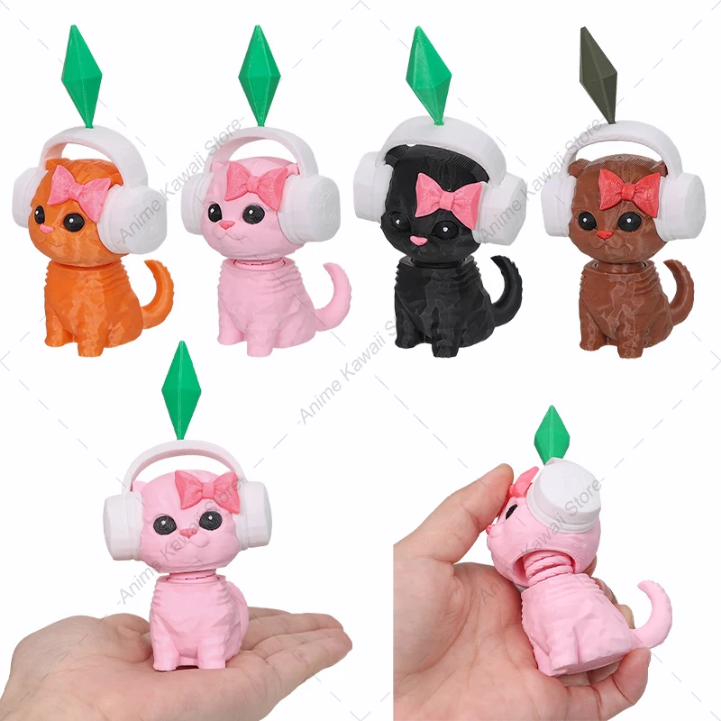 Accesorio para coche con diseño de gato bailarín impreso en 3D, figura de gato inspirada en The Sims, adorno creativo para el salpicadero, decoración para el interior del coche o escritorio.