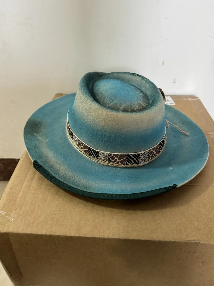 Vintage 100% Wool Fedora Hat - Distressed Western Trilby with Braided Ribbon for Men & Women