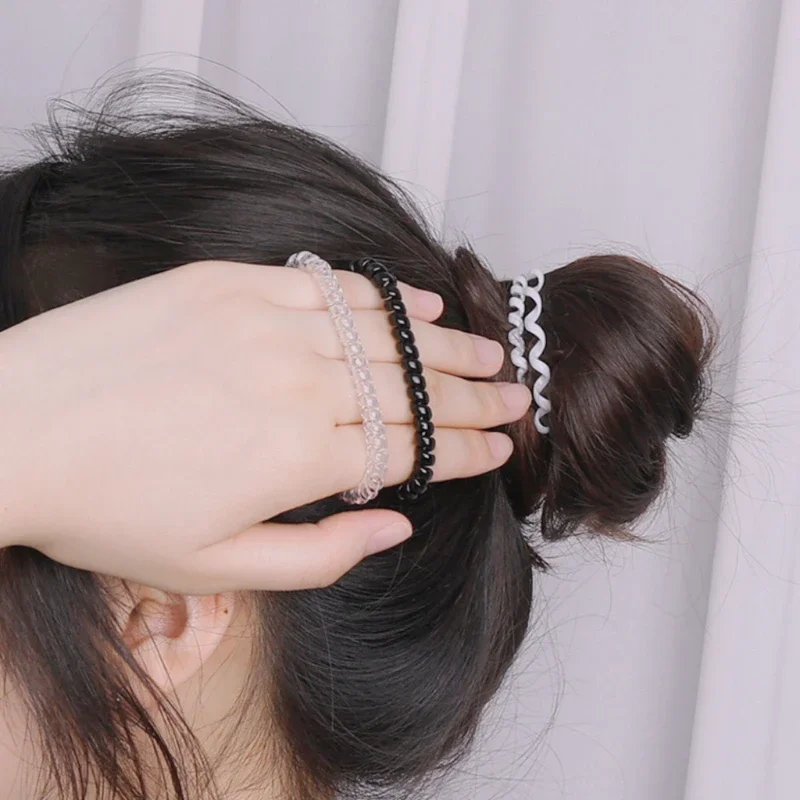 1-100Pcs Large Spiral Hair Ties 45mm Spiral Hairs Bands Coil Hair Bands Telephone Cord Bobbles No Trace Strong Hold Waterproof