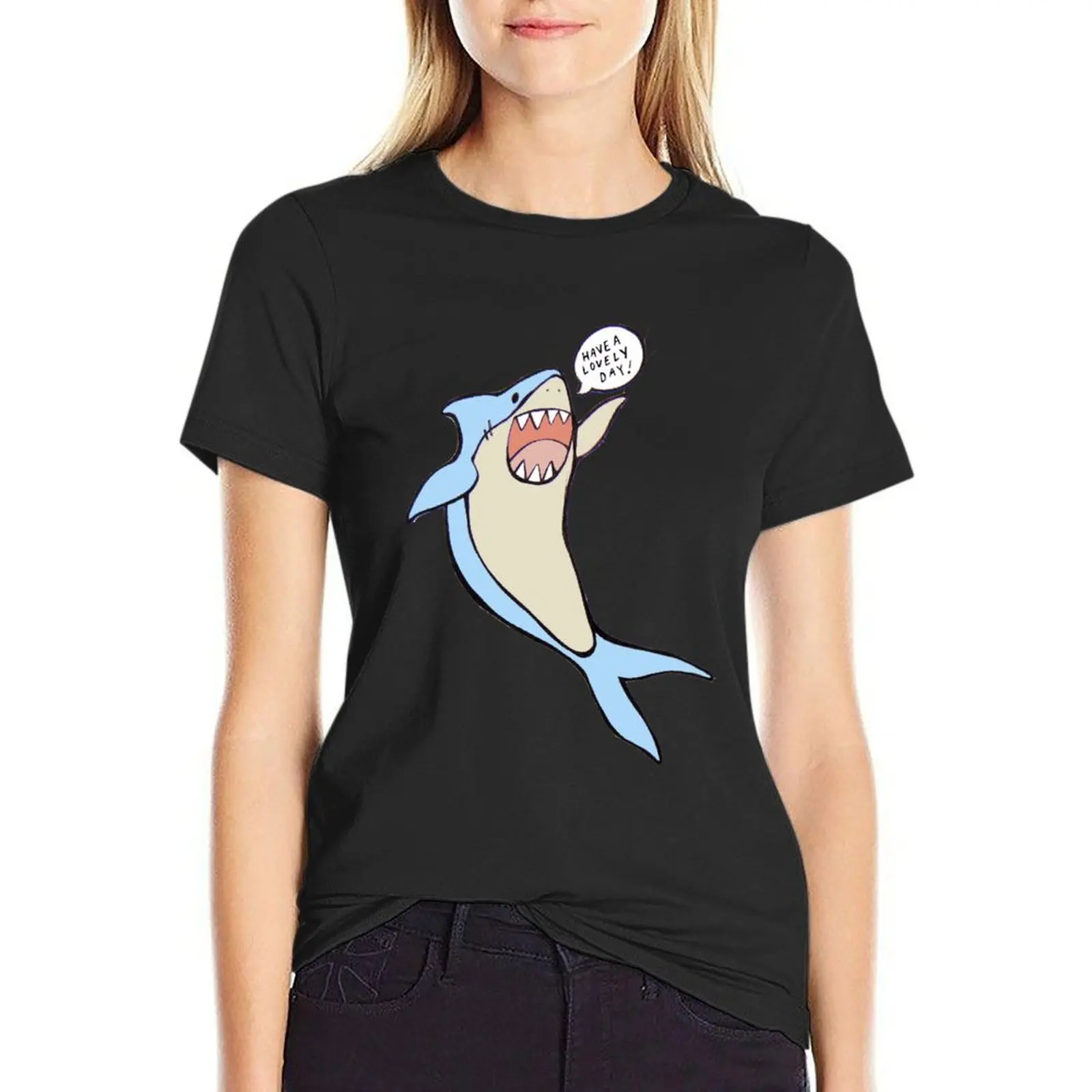 

the 'have a lovely day' shark T-Shirt Aesthetic clothing vintage clothes aesthetic clothes Women's cotton t-shirt