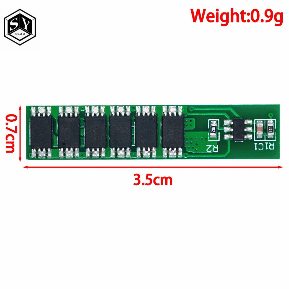 1S 15A 3.7V Li-ion 6MOS BMS PCM Battery Protection Board PCM for 18650 Lithium Lion Battery