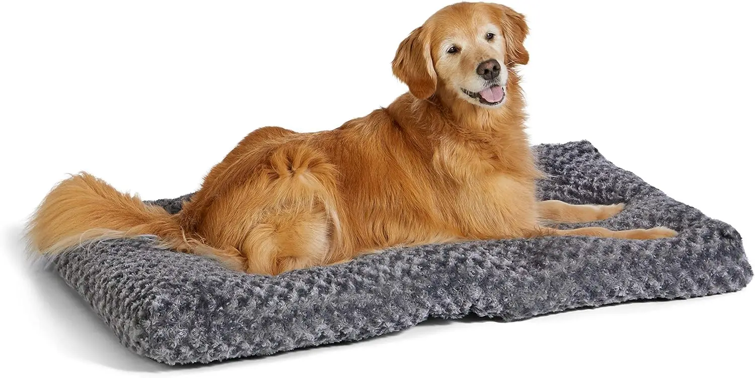 

Amazon Basics Plush Pet Bed and Dog Crate Pad, X-Large, 46 x 29 x 4 Inches, Gray