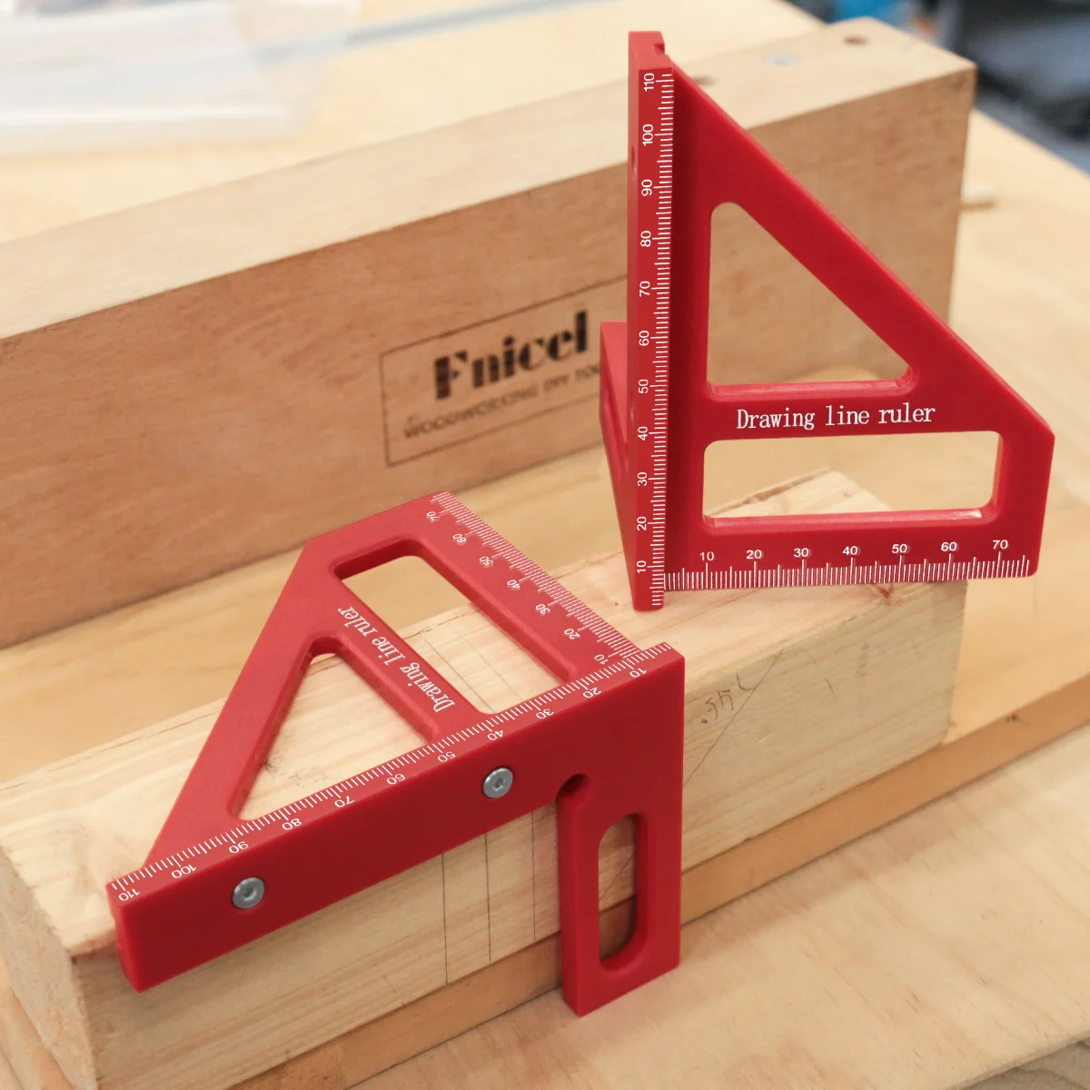 Woodworking Triangle Ruler, High‑Precision Miter Square Protractor, Plastic Layout Measuring Marking Tool for Carpenter Engineer