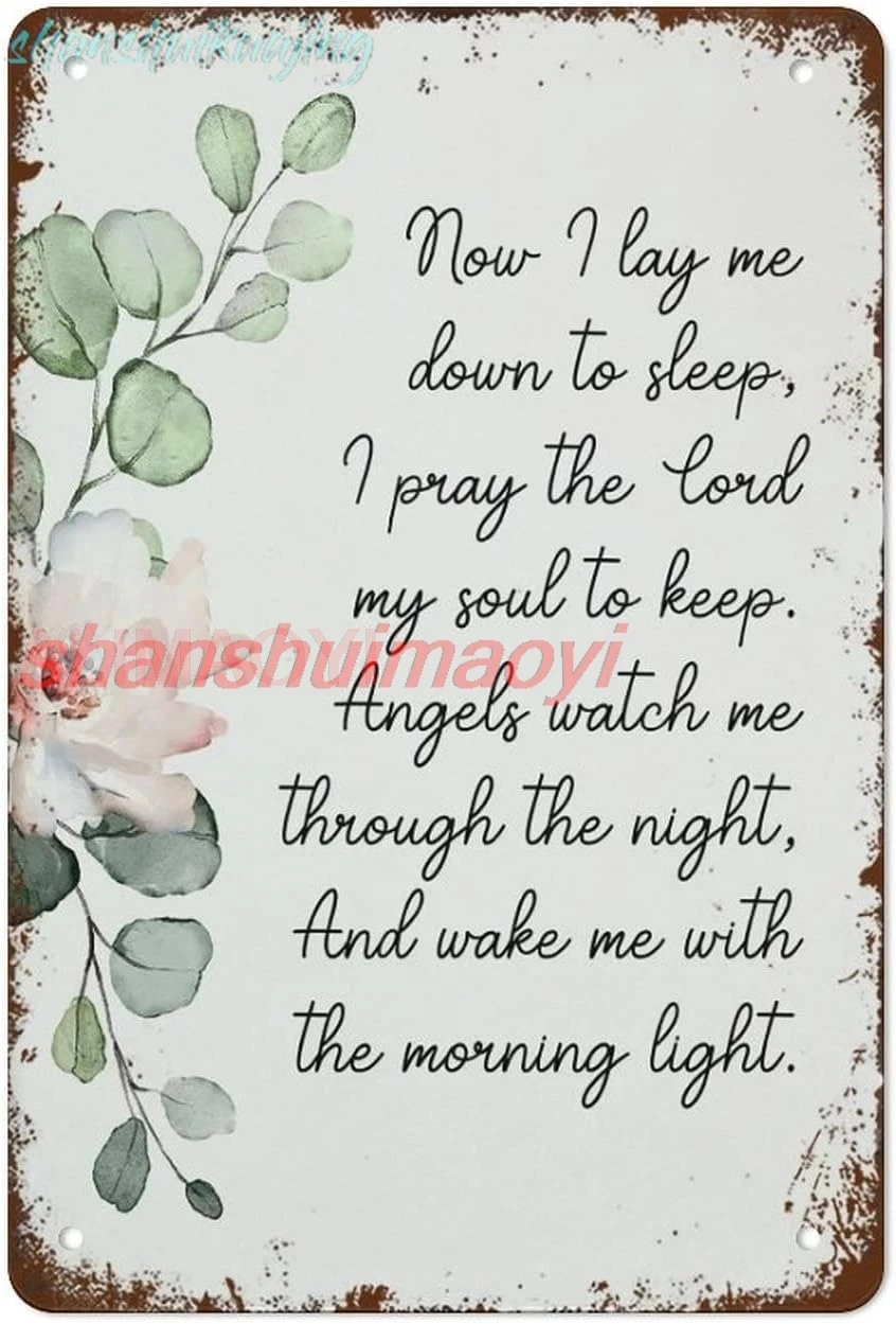 Room Wall Art Now I Lay Me Down To Sleep Art Prayer Wall Decor Floral Decor Funny Vintage Metal Tin Sign For Home Coffee Gi sign