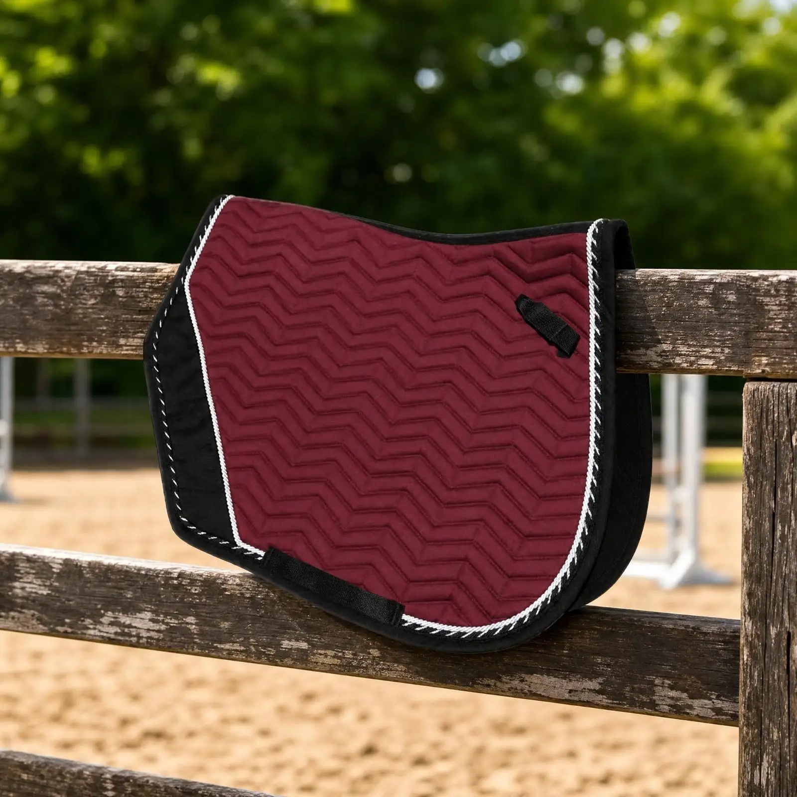 Ventilated Horse Saddle Pad for Jumping and Schooling Equestrian Cushion with Braided Trim and Contoured Fit for Horseback