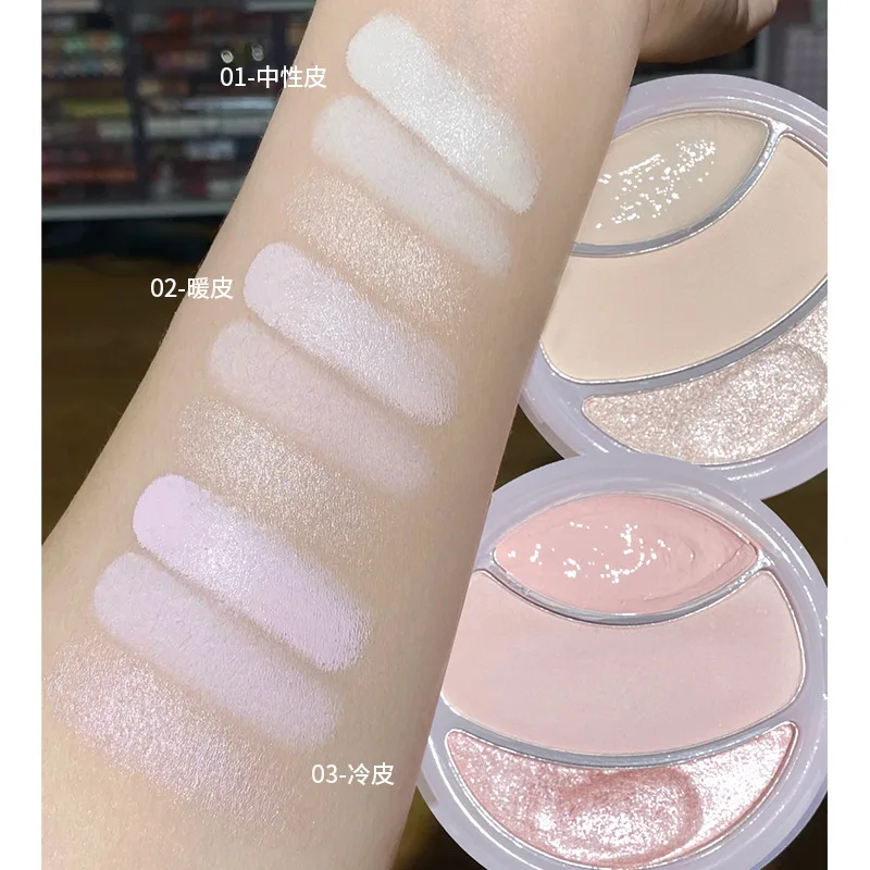 

Three-Color Matte Highlighter Powder Multi-functional Contour Palette 3D Brightening Watery Finish for Makeup