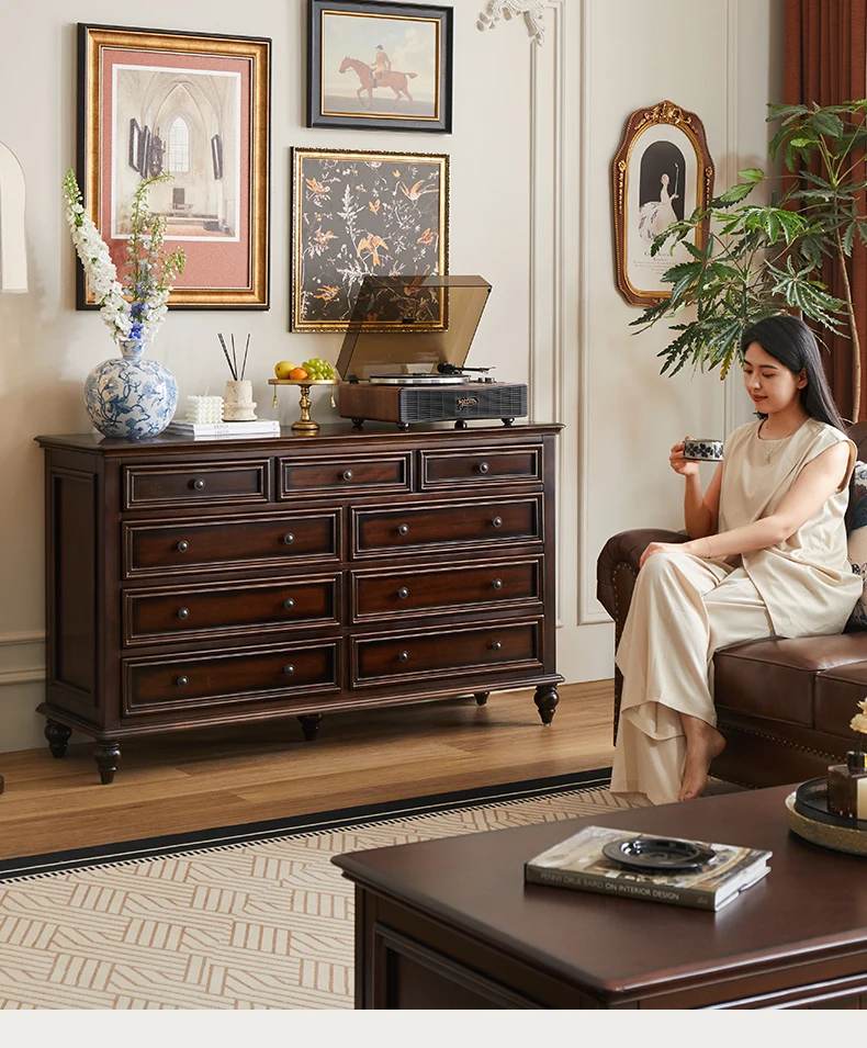 A mobili Per Il Soggiorno Light Luxury American Retro All-solid Wood Nine Buckets Against The Wall Vertical Cabinet Bedroom
