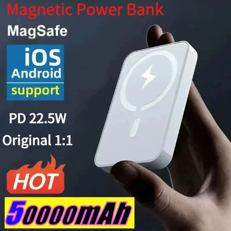 

Portable Macsafe External Magnetic Battery Charger Case Power Bank Wireless Fast Charging Original 1:1 for iPhone Samsung Xiaomi