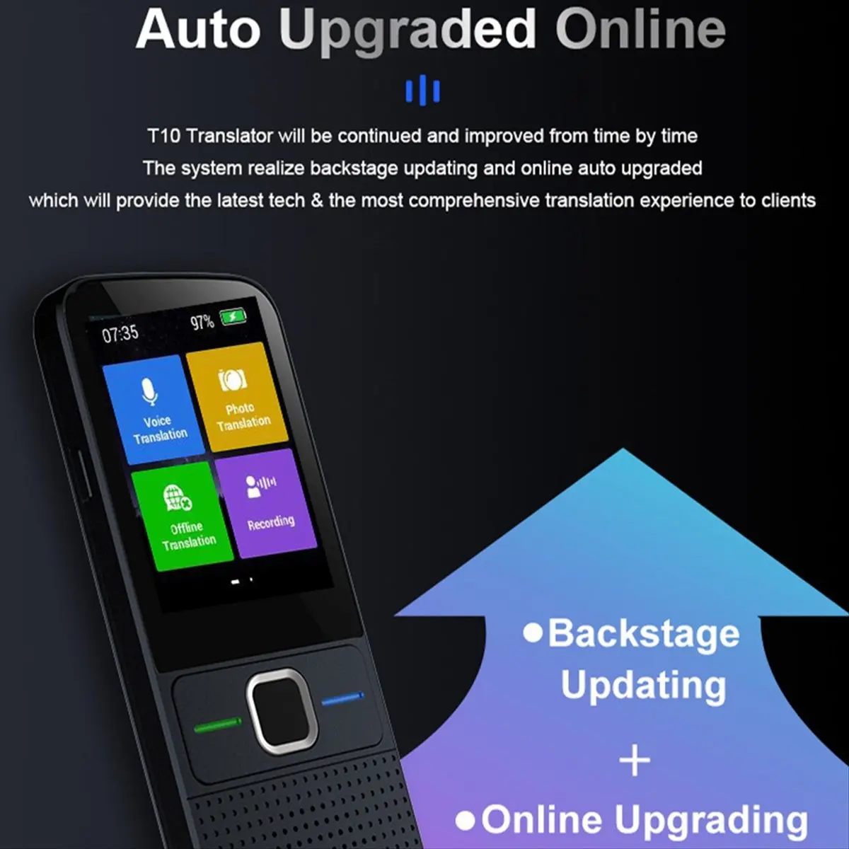 Goodprice T10 Smart Voice Translator Instant Real-Time Translation 137+ Languages, Powered Offline Capabilities Black