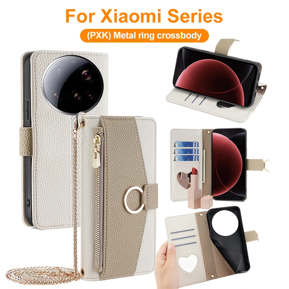 Wallet Phone Case PU Leather For Xiaomi 17 Ultra Pro Max 17T 15T 14T 13T 12T 11T Pro 5G Zipper Multi‑Card Slots Flip Stand Cover