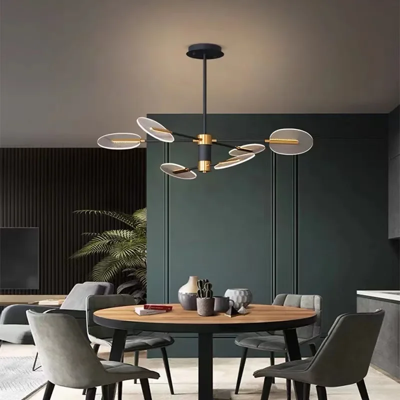 Modern Nordic Led Pendant Lamp Dining Room Iron Creative Chandelier Interior Decor Rotatable Hanging Lamp for Living Room