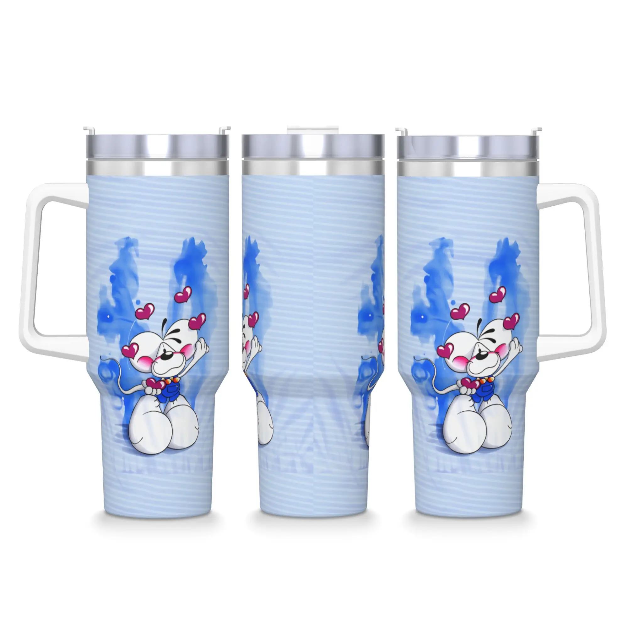 Diddl Cartoon Sleep (6) Stainless Steel Tumbler  Travel Thermal Mug With Straws and Lid 40oz Mugs Cup Hot Drinks Water Bottle
