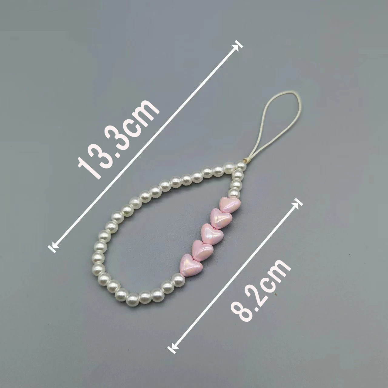 Original Design Phone Chain Pearl Bead Cute Pink Heart Pendant Perfect for Girl Phone Strap Charm Bag Camera Lanyard Keycord