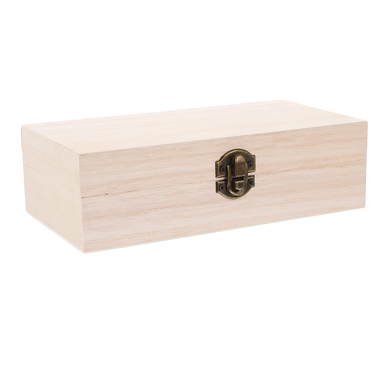 

Rectangular Jewelry Box Small Wooden Storage Boxes Vintage Design Hinged Lid Wood Construction Multifunctional Keepsake