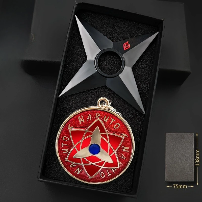 

Naruto Japanese Anime Peripherals Uchiha Sasuke Rotatable Keychain Namikaze Minato Gift Box Creative Birthday Gift for Friends