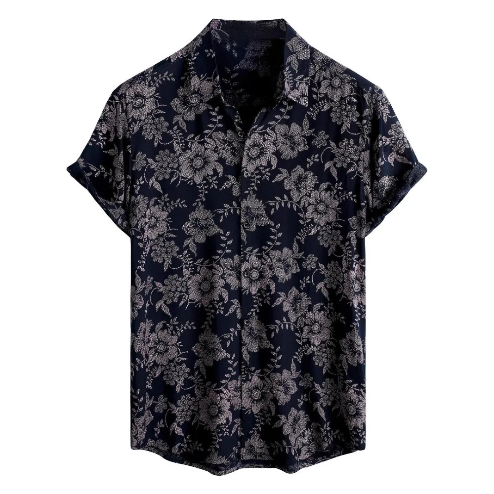 Summer Japanese Retro Shirt Beach Vacation Loose Casual Men's Top