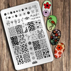 Stamping Plates Daisy Flower Flamingo Print Animal Image Stainless Steel Stencil Line Texture Nail Art Template Stamp 9.5*14.5cm