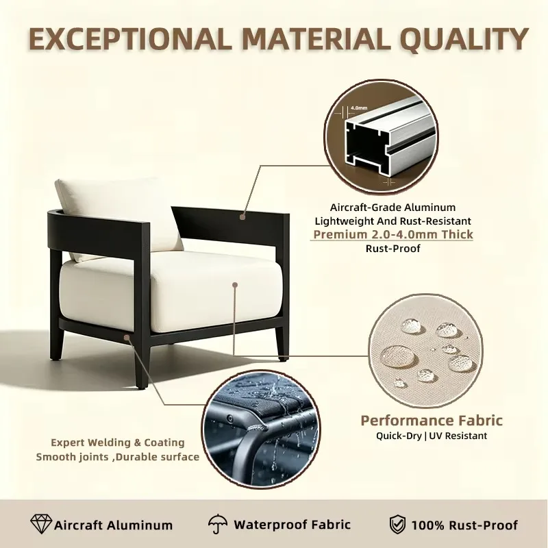 Outdoor aluminum rotating recliner, minimalist design, quick-drying fabric