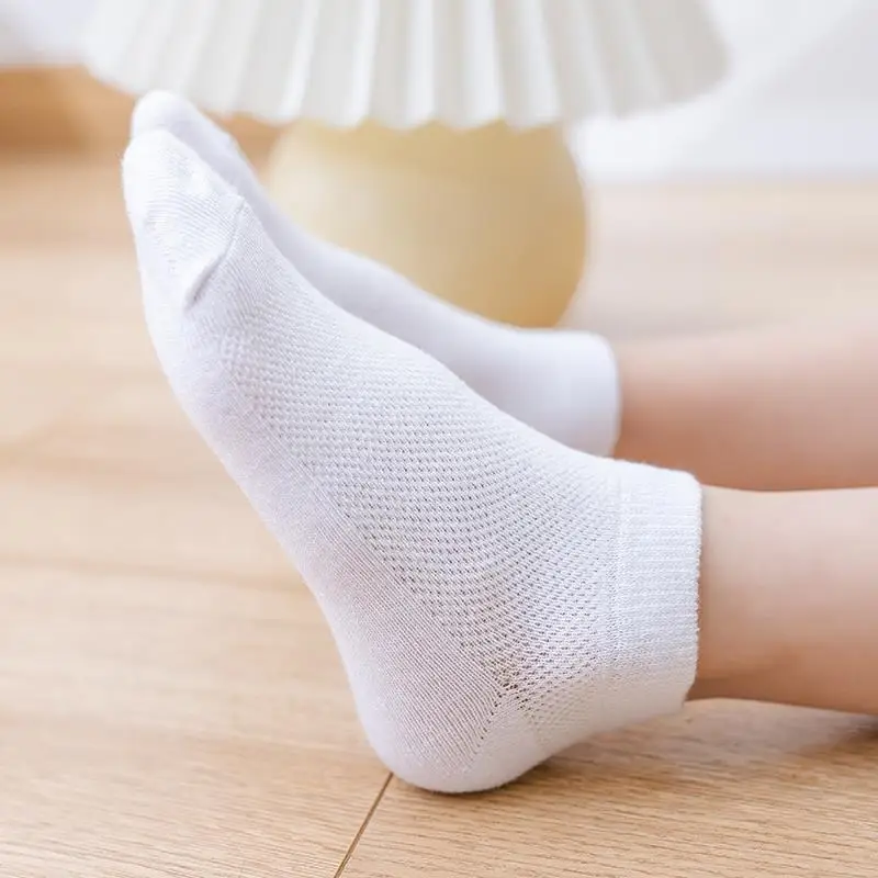 Pure White Short Socks for Children Sports Mesh Mid-Calf Thin Model Spring Autumn Season Boys And Girls Students