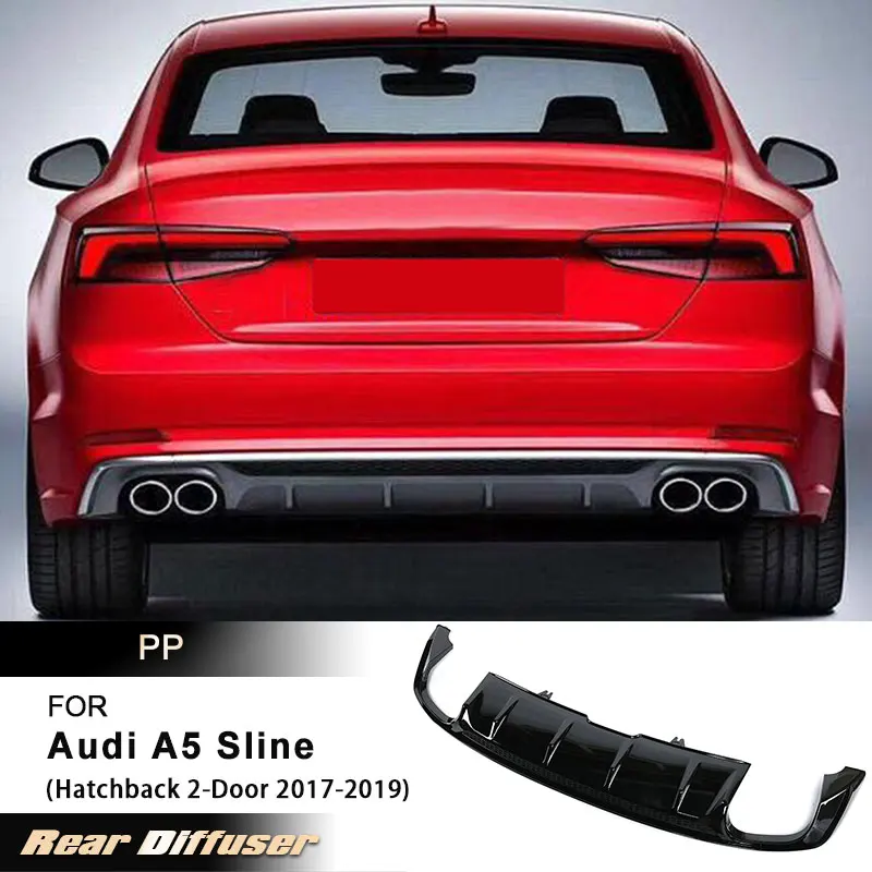 

Car Rear Bumper Diffuser Lip Spoiler for Audi A5 Sline Hatchback 2-Door 2017-2019 Rear Apron Lip Body Kit PP Black / Grey