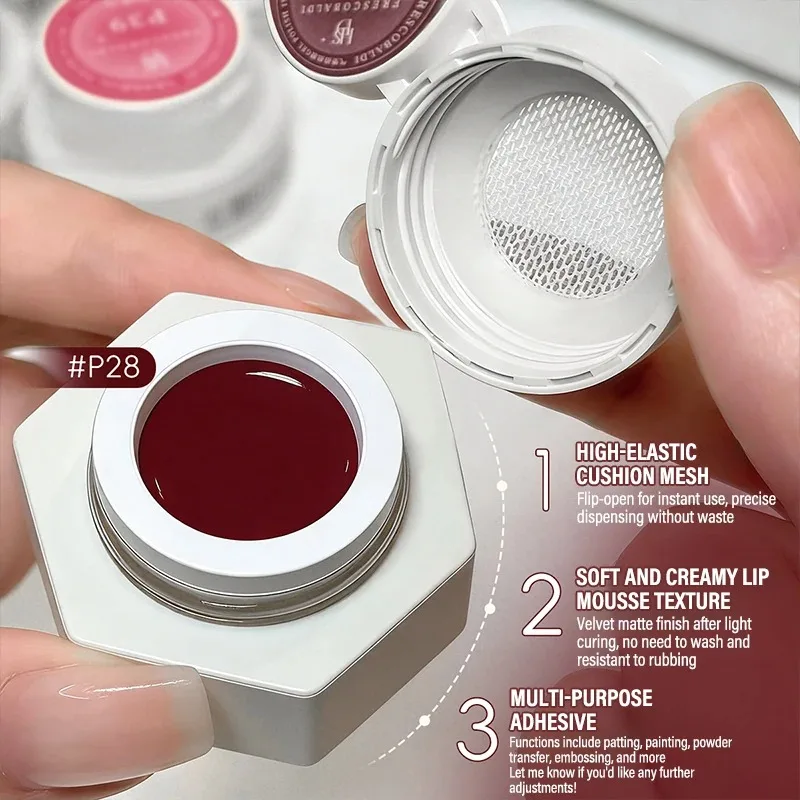 39-Farben Air Cushion Patting Gel, hochsättigendes Blush-Gradient-Ombre-Nagelkunstgel, kein Reinigen erforderlich, UV-LED-härtender, ablösbarer Nagellack – Detail 4