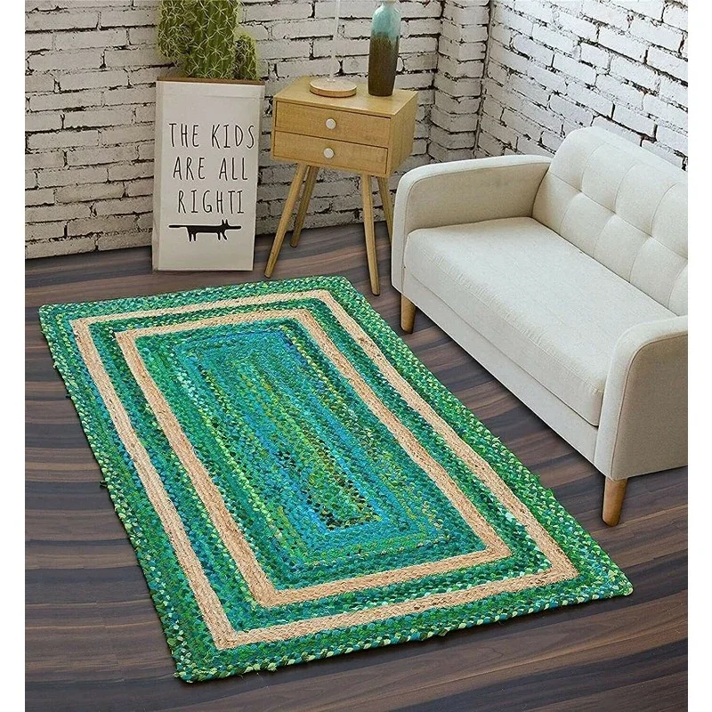 

Rug Jute & Cotton Handmade Braided Style Reversible Carpet Rustic Look Area Rug