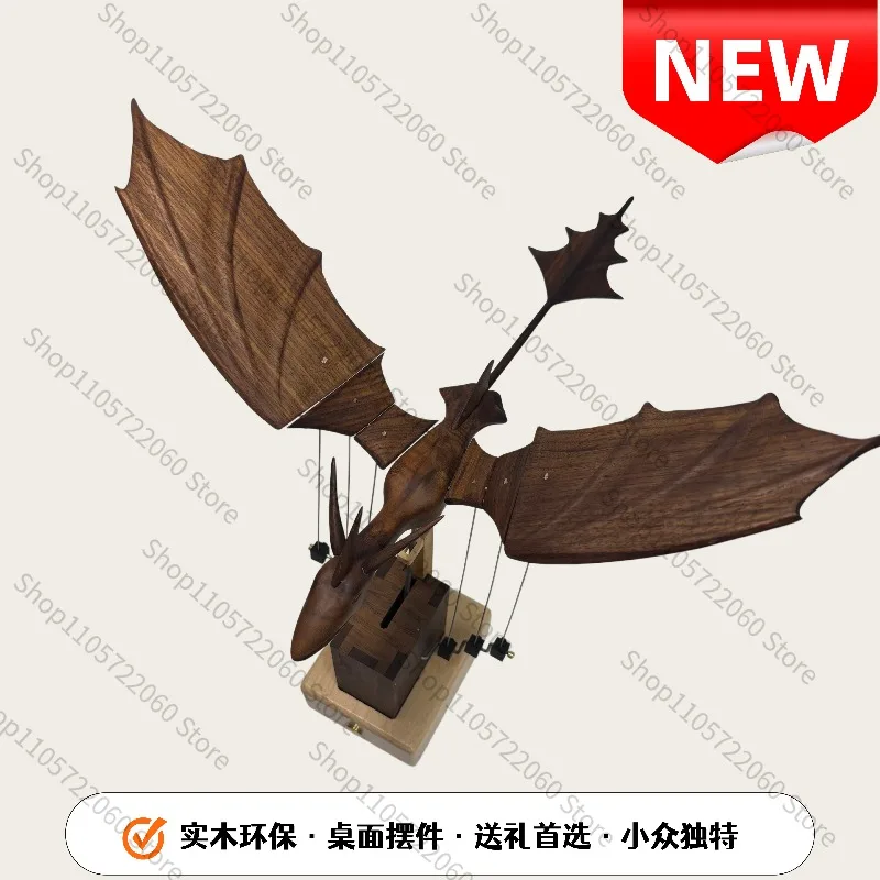 Black Walnut Wood Western Dragon Ornament, Mechanical Kinetic Sculpture, Handmade Desktop Decor, Creative Stress Relief Gift