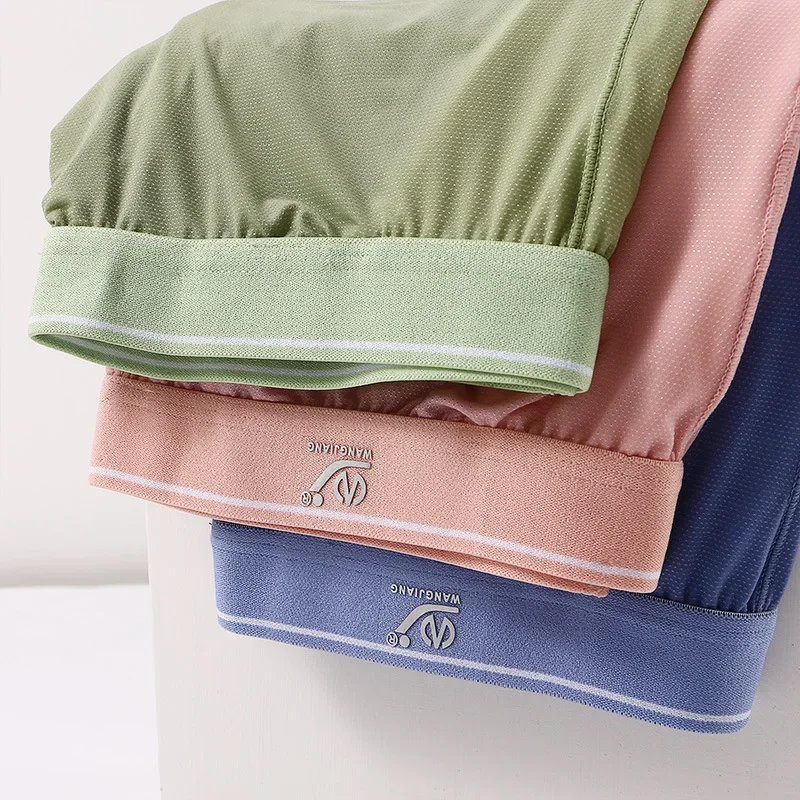 3 قطعة/1 قطعة جديد شبكة الحرير الجليد الصيف Homewear الرجال الرياضة اللياقة البدنية الملاكمين السراويل