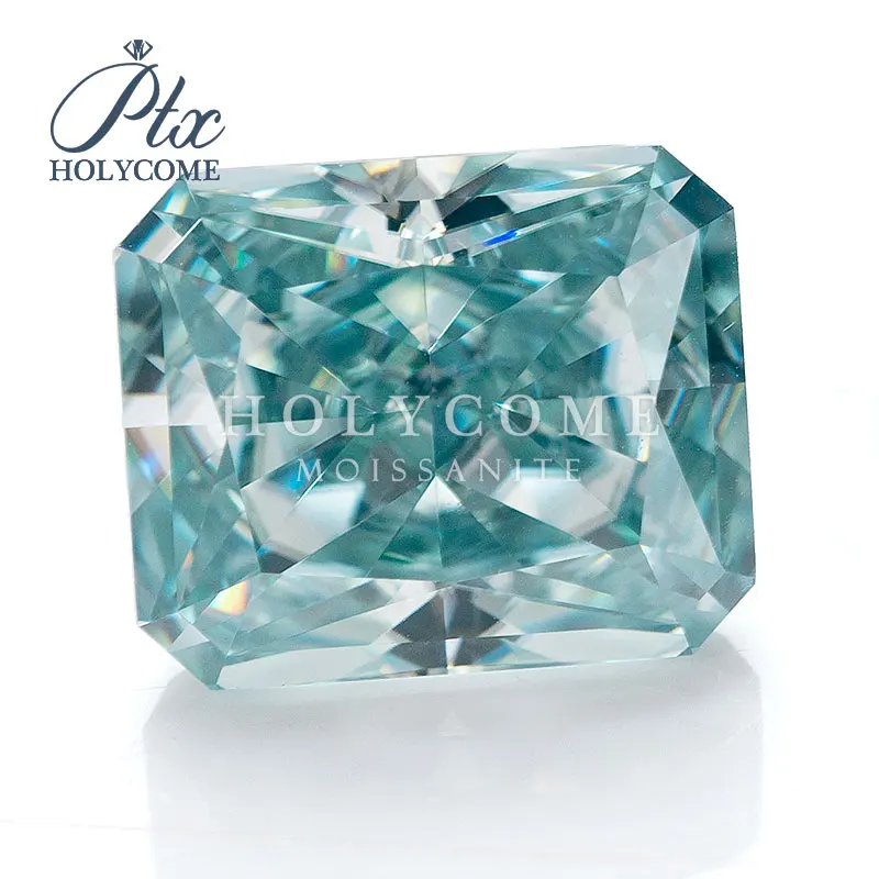 

Holycome Moissanite Aqua Blue GRA VVS1 Loose Gemstones Crushed Ice Radiant Cut Aqua Blue Moissanite Stones