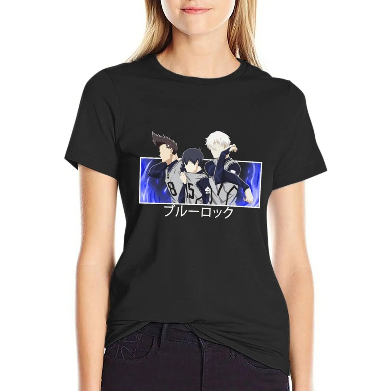 

blue lock anime - Yoichi Isagi Baro and Nagi T-Shirt sports fans plain t-shirt dress for Women long