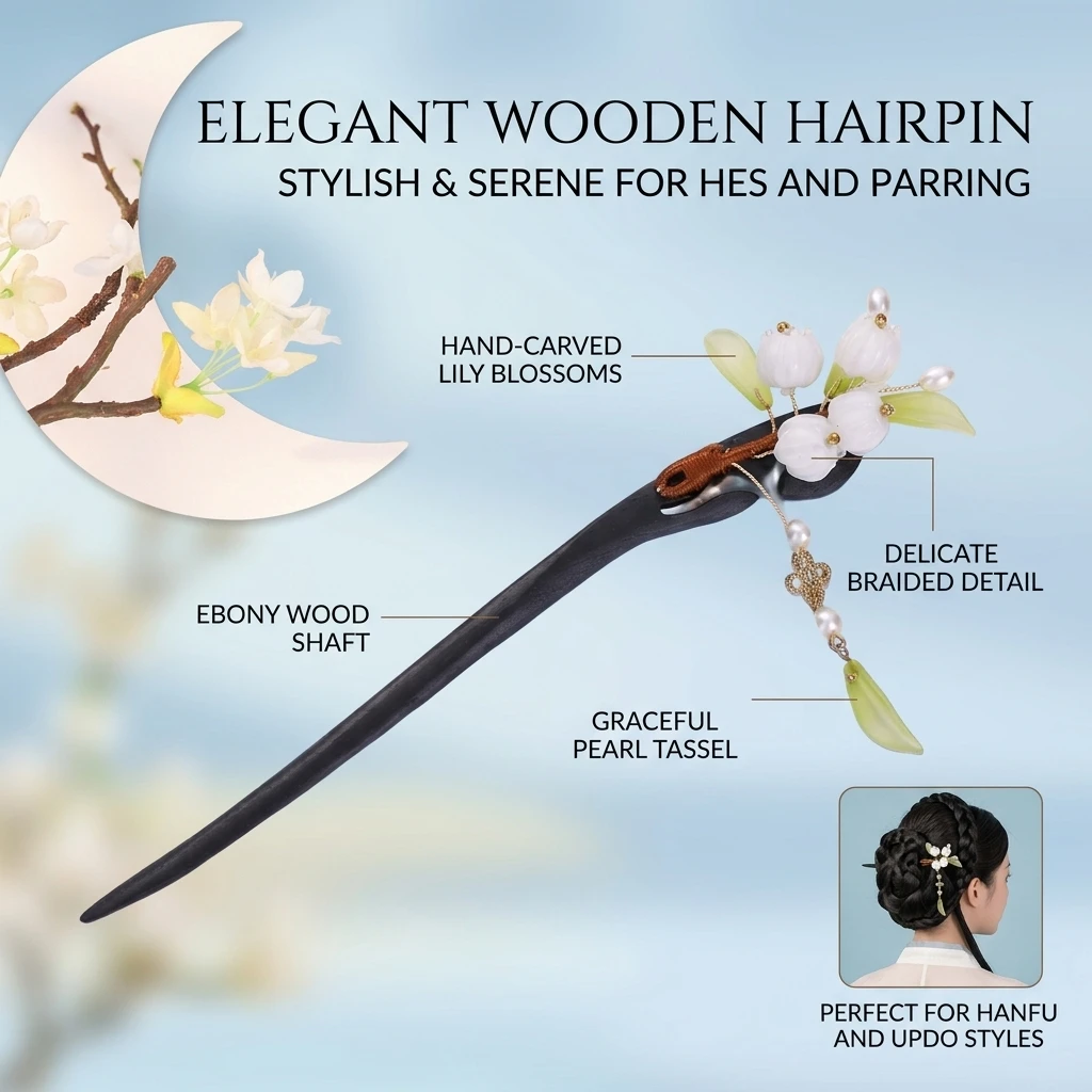 Hairpin White Green Lily Desig - огляд і ціна Women Accessories Shop Design