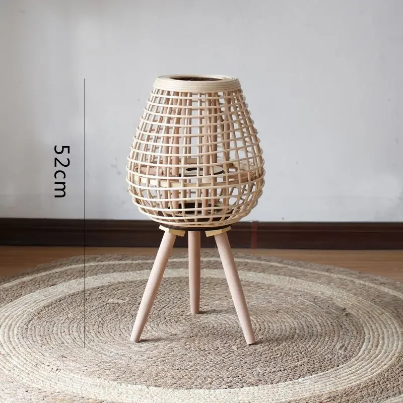 rattan lantern, floor-to-ceiling wind lamp, high plug-in, candlestick shooting props