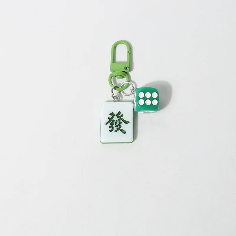 Chinese style Keychain Creative Mahjong Keychains Bag Pendant Jewelry Trinket Girl\'s Car Key Ring Pendant gift