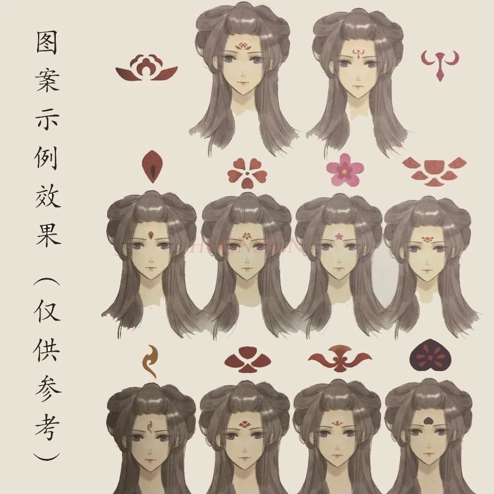 4PCS Eyebrow patches, seal hollow templates Hanfu makeup stage makeup face patches makeup painted forehead