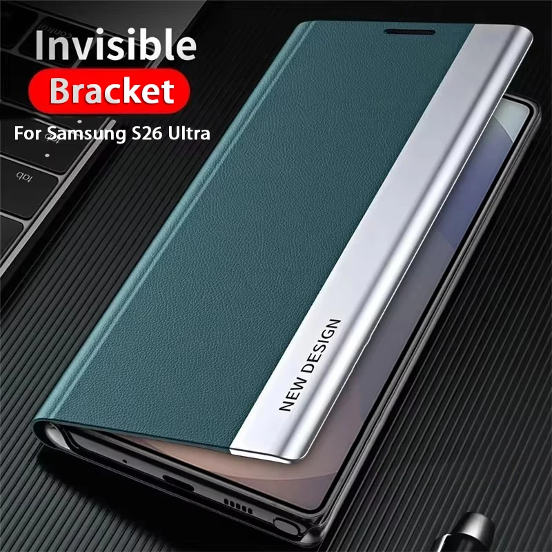 Funda de cuero de lujo con tapa para Samsung Galaxy S26 S25 S24 S23 S22 S21 S20 Ultra Plus Edge S23 S21 S24 FE Note 20 Ultra con soporte