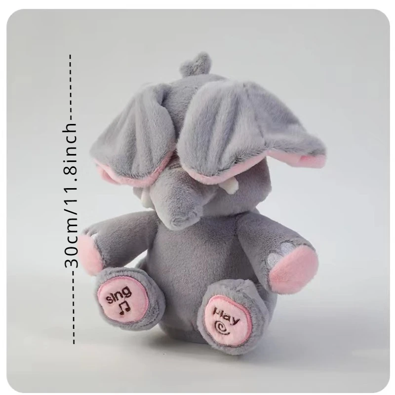 Elefante de peluche animado con orejas para bebé, juguete de peluche eléctrico, lindo elefante de peluche, regalo