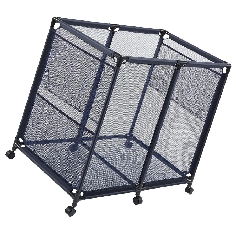 

Pool Storage Bin 36.8 x 24 x 35.6 in, Rolling Organizer with Side Pockets Smooth-Cast Wheels, Sturdy Metal Frame, Blue Poolside