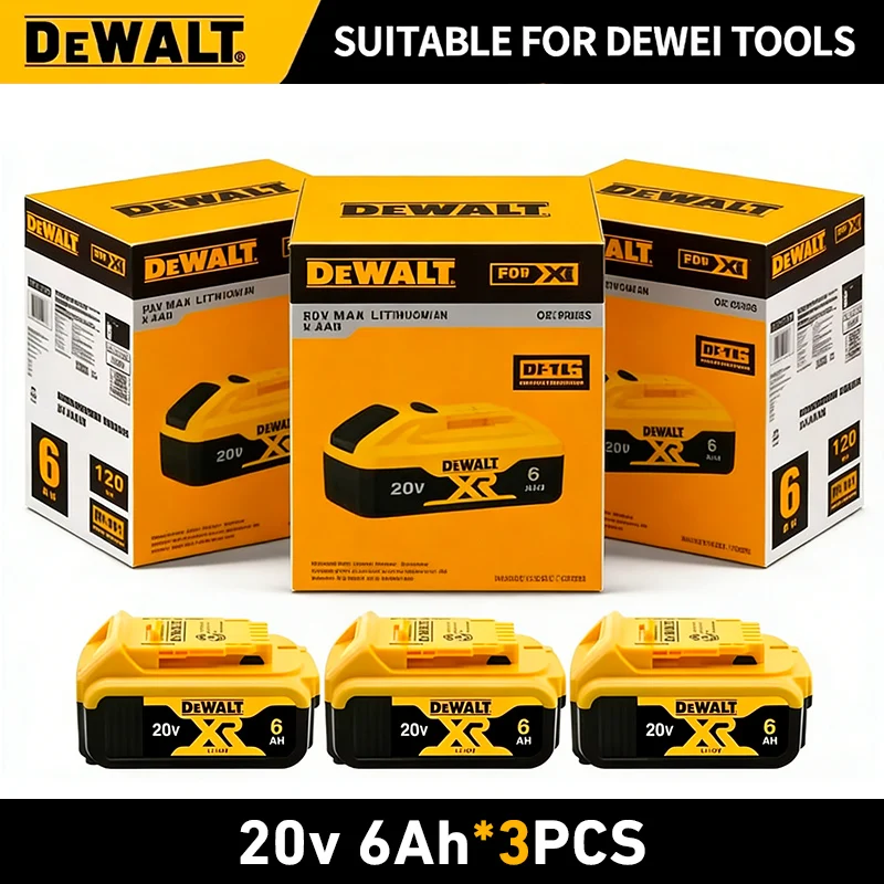 

100% Genuine DEWALT 20V 6Ah Battery Pack, DCB206 OEM Replacement for Drills, Saws, Grinders - Long Runtime & Fast Charge