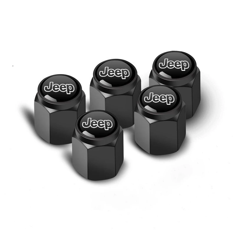 5pcs Car Wheel Tire Valve Caps Air Stem Covers For Jeep Grand Cherokee Wrangler JK Gladiator Compass Renegade Patriot Liberty